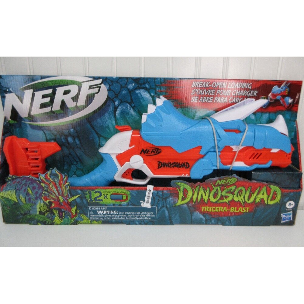 Nerf DinoSquad Tricera Blast Dart Blaster 12 Darts Age 8+ Kids Toy Red Blue New